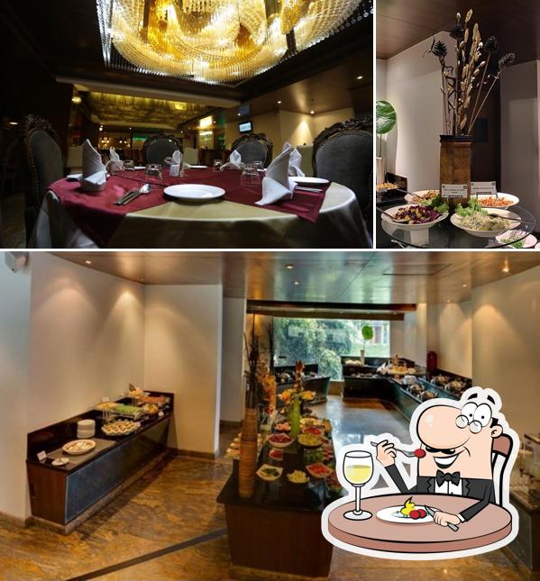 The restaurant's food and dining table