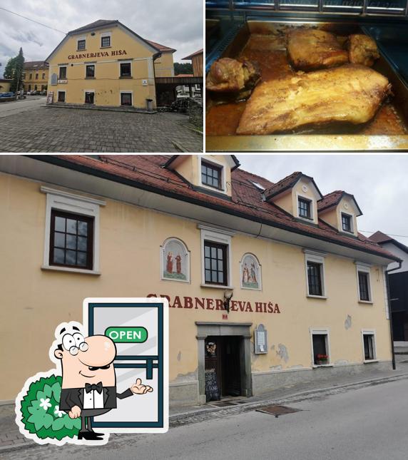 La esterno e cibo del ristorante