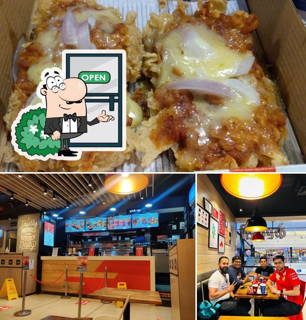 The photo of exterior and food at KFC