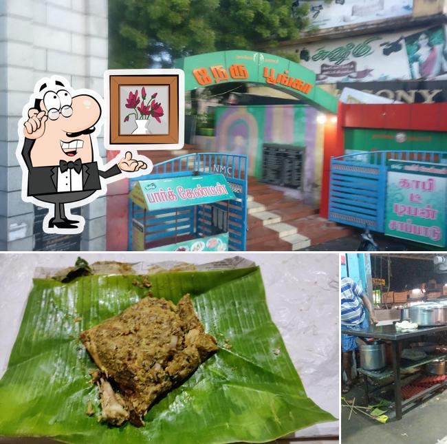 The picture of interior and meat at Karunanithi