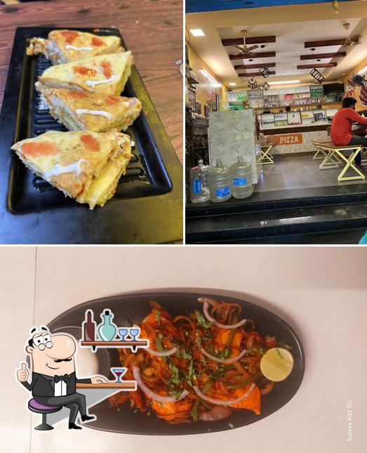 Among different things one can find interior and food at Monkey Magic Karaikudi