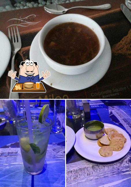 The picture of food and alcohol at Glacier