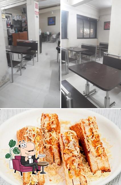 Take a look at the picture showing interior and food at Suprabhat hotel