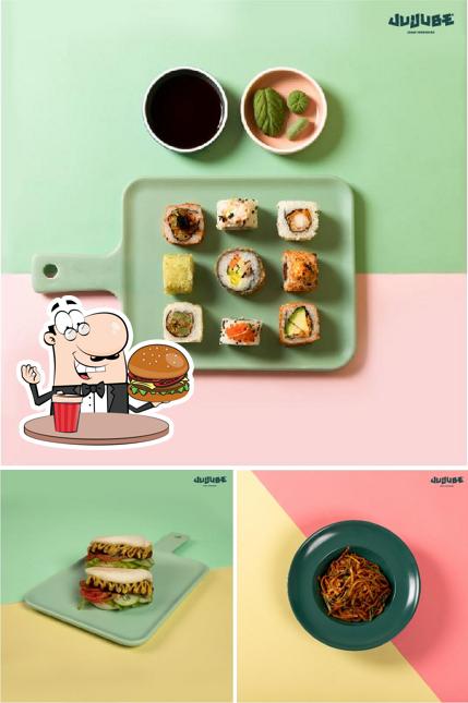 Order a burger at Jujube Asian Cookhouse