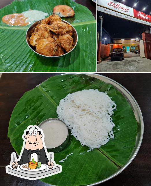 This is the image showing food and interior at Atherai Vegetarian Restaurant