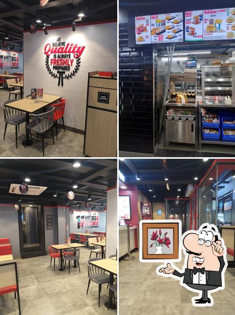 Take a seat at one of the tables at KFC