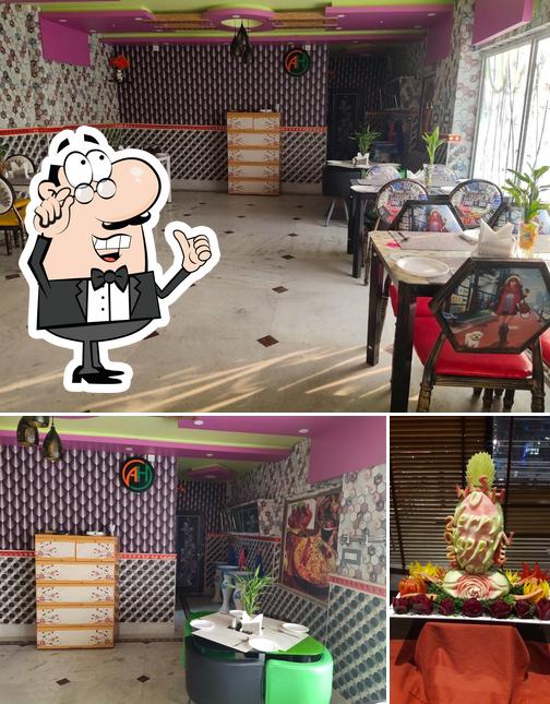The image of Ahar Restaurant’s interior and dessert