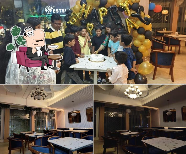 Take a seat at one of the tables at Hakeem restaurant