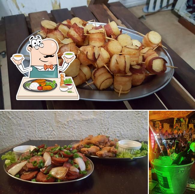 Esta é a ilustração apresentando comida e cerveja no Bar Quintal Maria Flor