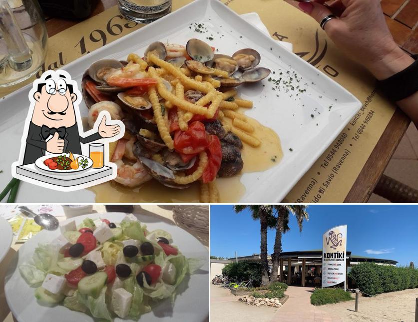 La immagine di cibo e esterno da Kontiki Beach .86