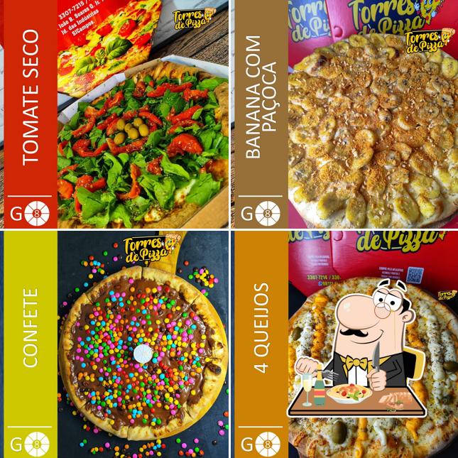 Comida em Torres de Pizza
