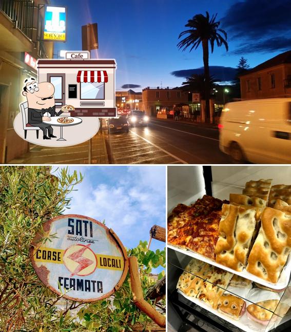 La esterno e cibo del ristorante