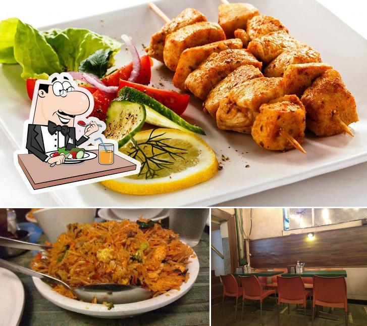 Take a look at the picture depicting food and interior at China suburb