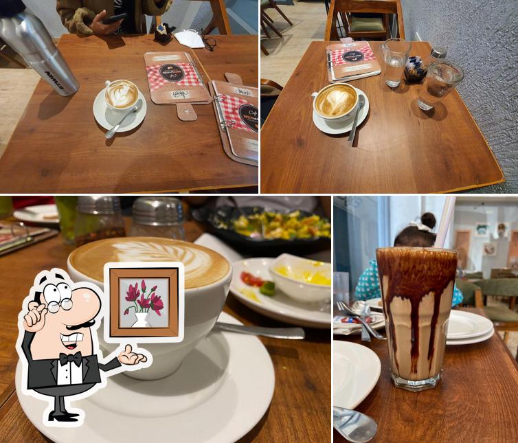 The picture of interior and drink at Cafe BrewMaster-Rishikesh