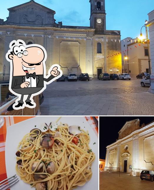 La esterno e cibo del ristorante