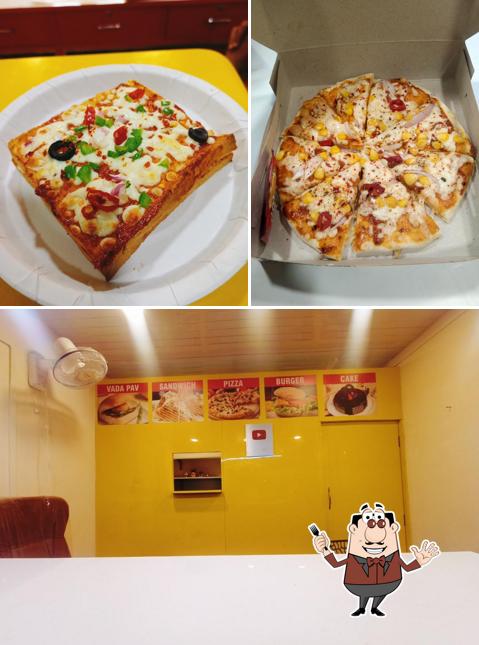Among different things one can find food and interior at Pizza By Youtubers