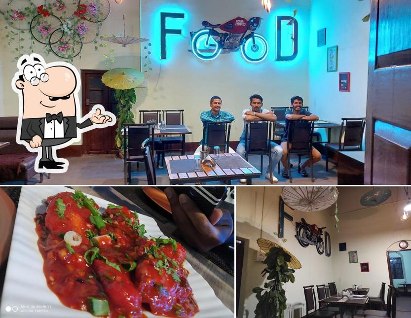 This is the picture depicting interior and food at Fire in kitchen