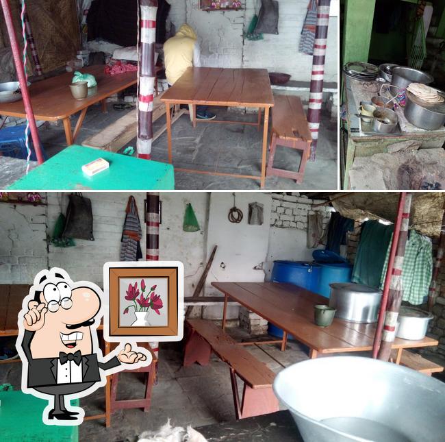Take a look at the image displaying interior and food at Yadav Hotel