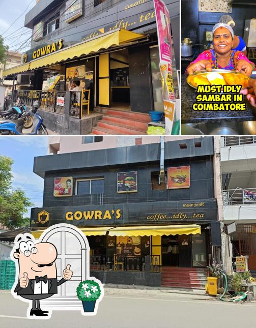 The restaurant's exterior and food