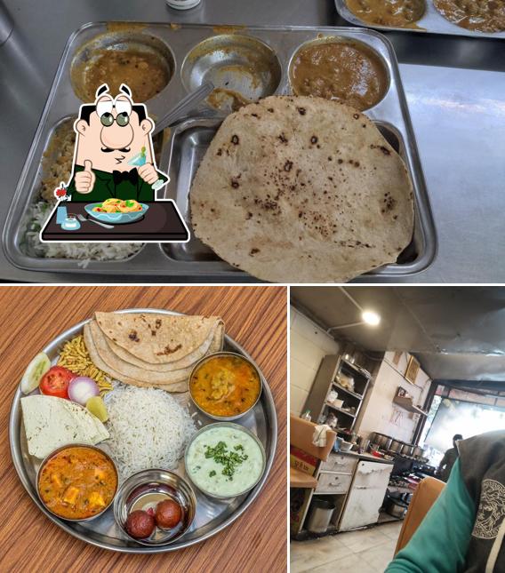 Take a look at the image showing food and interior at Shree Ganesh Bhojanalya