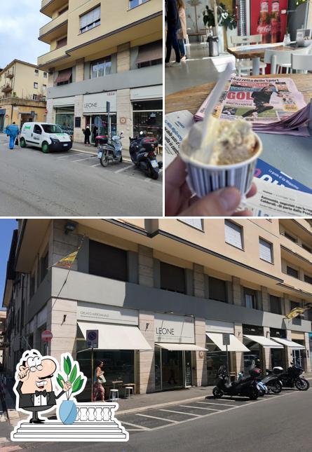 Dai un’occhiata alla immagine che raffigura la esterno e cibo di Gelateria Caffetteria - Leone Arezzo