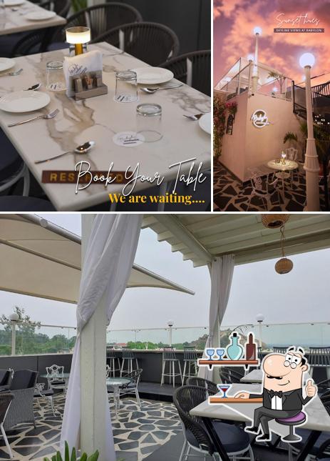 The interior of Babylon Rooftop Restaurant