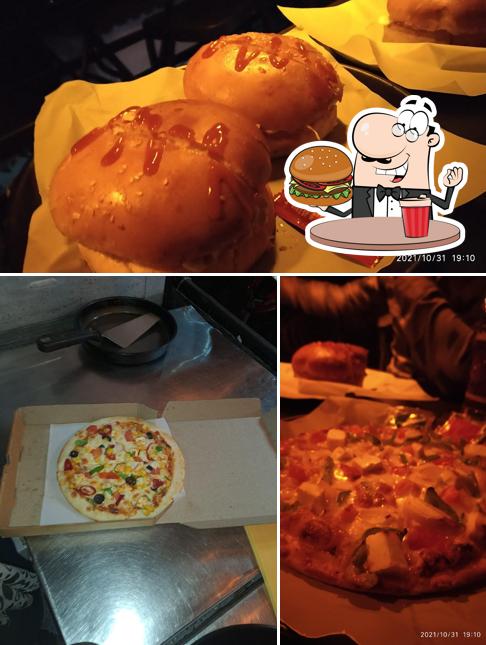 Try out a burger at Pizza King
