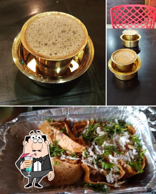 This is the photo depicting drink and burger at Cafe Darshani Happy Nest