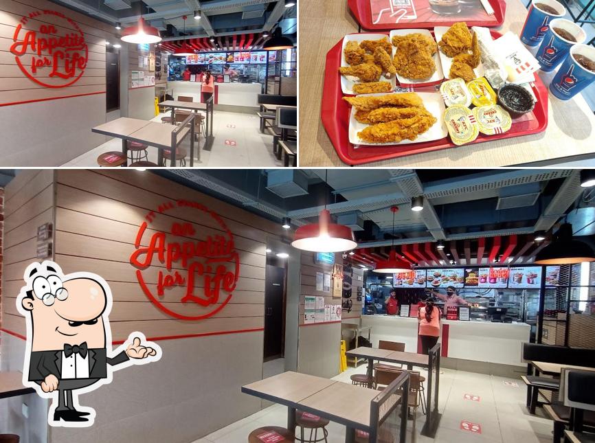 Among different things one can find interior and food at KFC