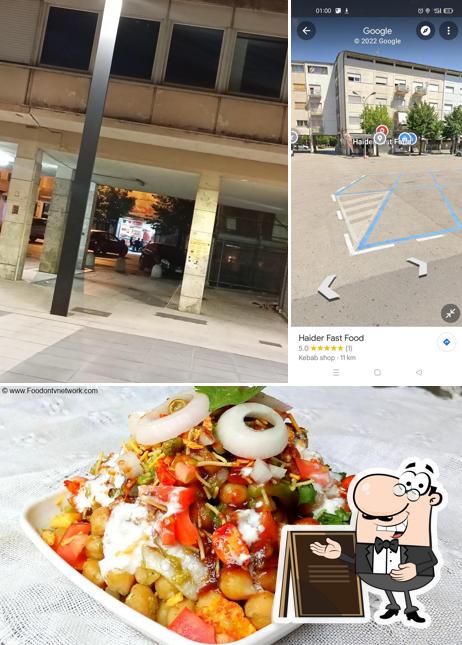 Questa è la immagine che presenta la esterno e cibo di Haider Fast Food & Kebaberia del centro