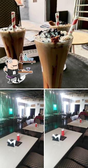 Among various things one can find interior and beverage at Pizzeria