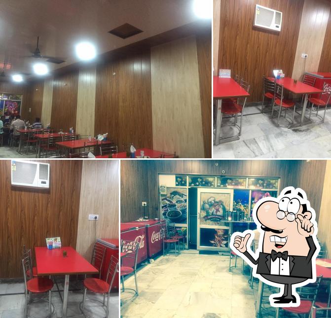 The interior of Barkat Deluxe shudh vaishno Dhaba