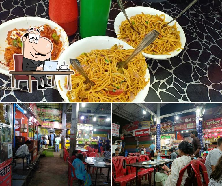 The picture of Sadar Chaupati’s interior and food