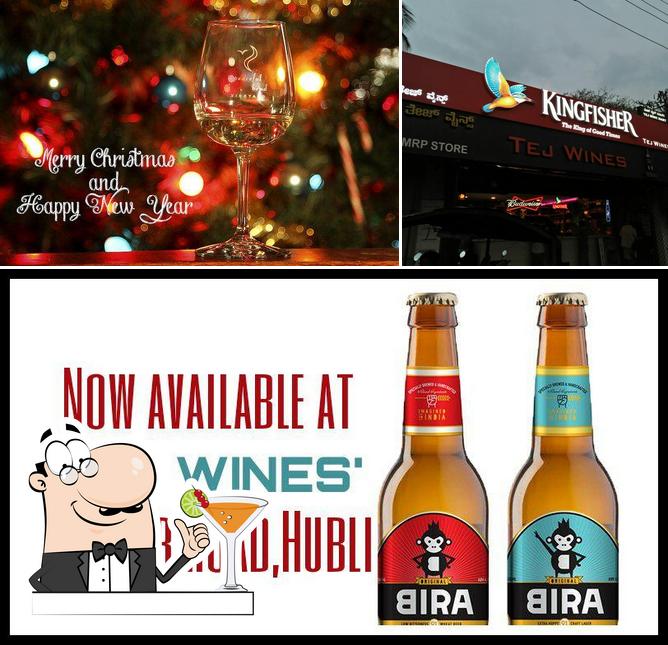 This is the photo showing drink and interior at Tej Wines