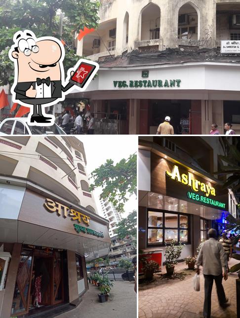 The exterior of Ashraya Veg Restaurant