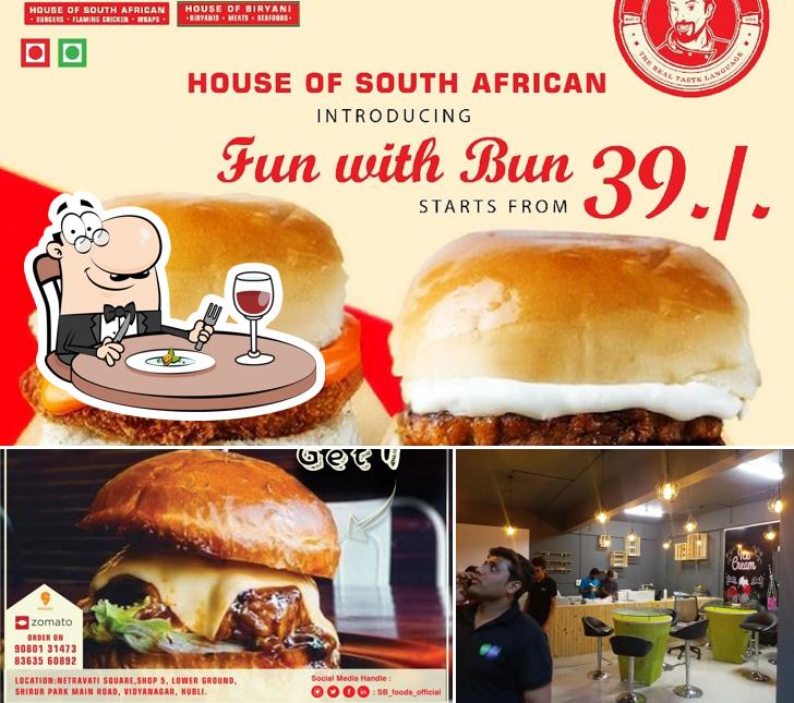 Among various things one can find food and interior at SB Foods Hubli