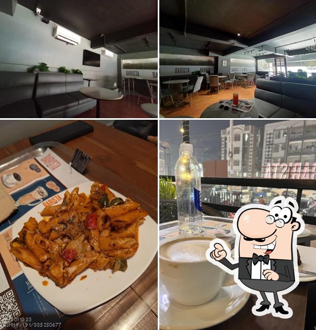 Among various things one can find interior and food at Barista