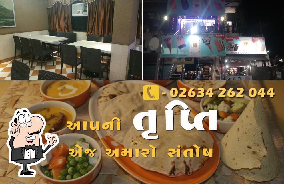 Check out the image showing interior and food at Trupti Snacks Gandevi
