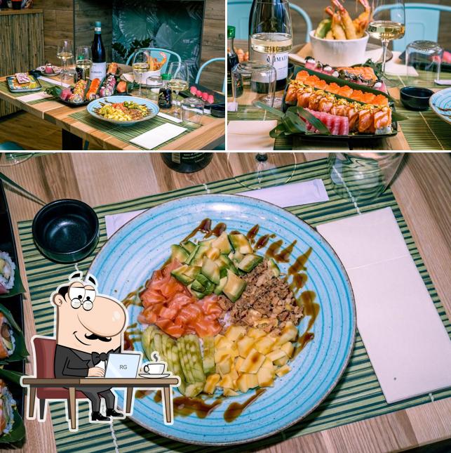 Questa è la foto che mostra la interni e cibo di Big Kahuna - Sushi e Poke