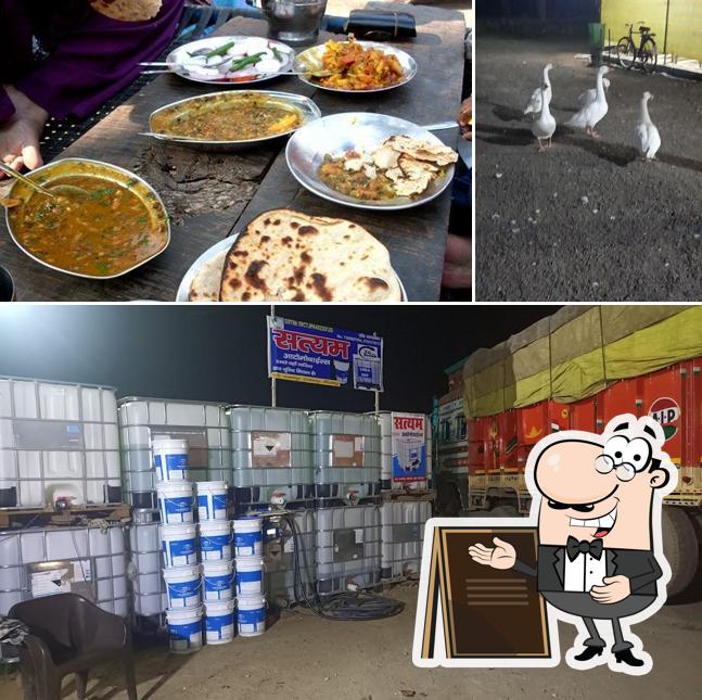 This is the picture showing exterior and food at OM SAI RAM BHOJNALAY