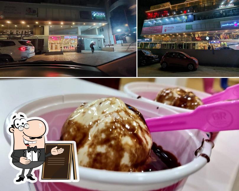 Baskin Robbins is distinguished by exterior and food