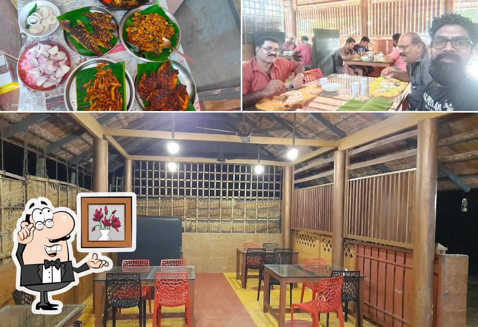 This is the picture displaying interior and food at Ootupura Hotel