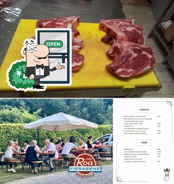 Dai un’occhiata alla foto che raffigura la esterno e cibo di Trattoria alla Roa