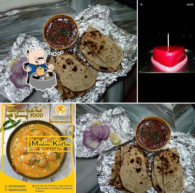 Food at Candle light restaurant