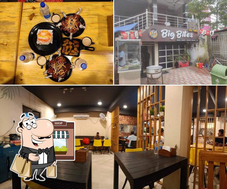 Among various things one can find exterior and food at Big Bites Restaurent