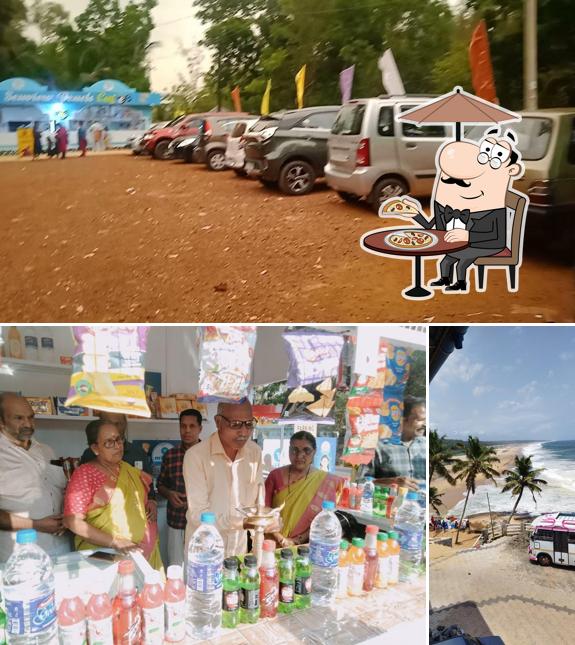 Among different things one can find exterior and beverage at Sea view beach cafe Azhithala