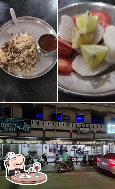 The image of food and exterior at Kiran Biryani Centre