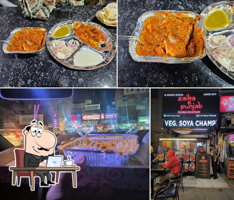 Among different things one can find interior and food at Zaika-e-Punjab