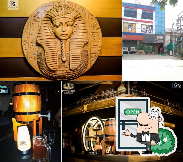 The exterior of Pyramid Yamunanagar Cafe Lounge Bar Microbrewery Nightclub Sky bar Restaurant