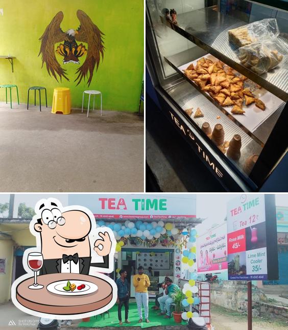 This is the picture depicting food and interior at Tea Time Bhemaram